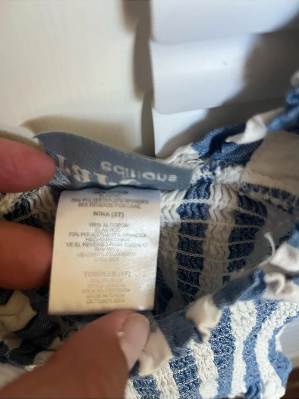 Rare Editions Blue and White Striped Girls Matching Set